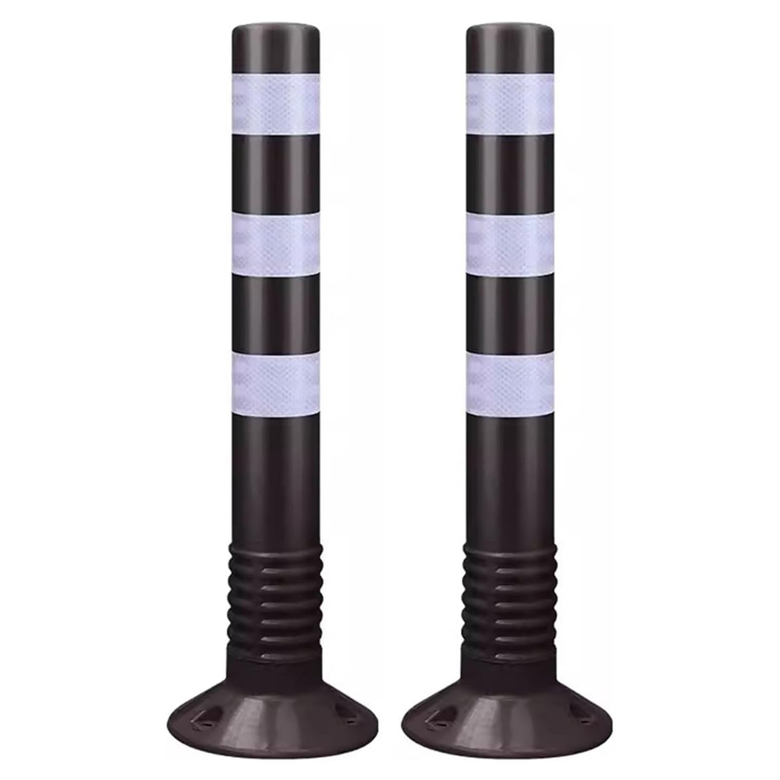 HCZKIUJY Parking Barrier Flexible Traffic Delineator Posts Safety Cones, Road Night Visual Bollard Pole (Black 2 pack)