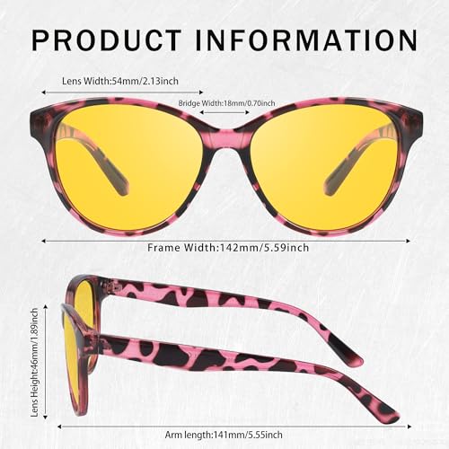 SIPHEW Night Driving Glasses for Women, Trendy Yellow Anti Glare Lens for Nighttime Polarized Night Vision Glasses3