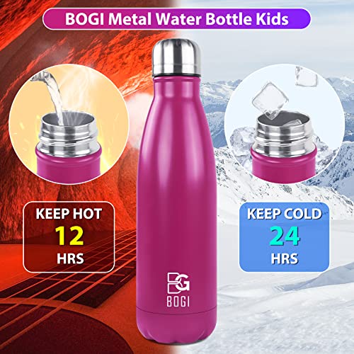 Image of BOGI 17oz Insulated Water Bottle Double Wall Vacuum Stainless Steel Water Bottles, Leak Proof Metal Sports Water Bottle Keeps Drink Hot and Cold - Perfect for Outdoor Sports Camping Biking (Hot Pink)
