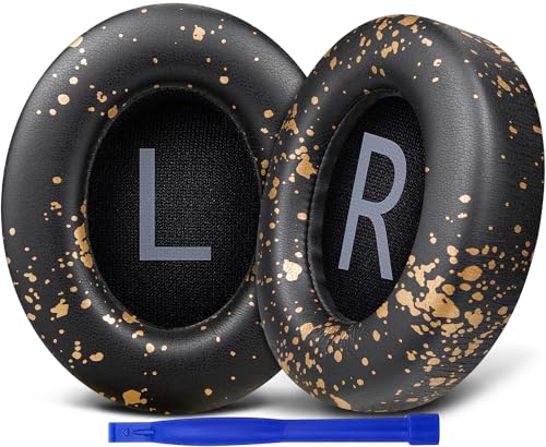 Image of SOULWIT Protein Leather Replacement Earpads for Bose 700 (NC700) Wireless Headphones, Ear Pads Cushions with Softer Protein Leather, High-Density Noise Cancelling Foam, Added Thickness - Black Gold