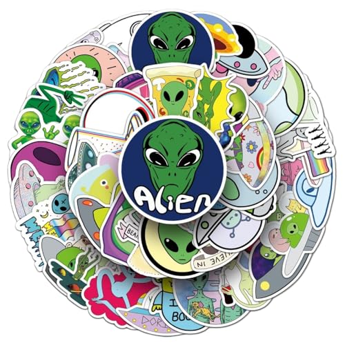 Xailry - Lot de 50 autocollants en vinyle pour ordinateur portable, bouteille d'eau, valise, skateboard, journal de science-fiction, esthétique, graffiti, pour adolescents et adultes