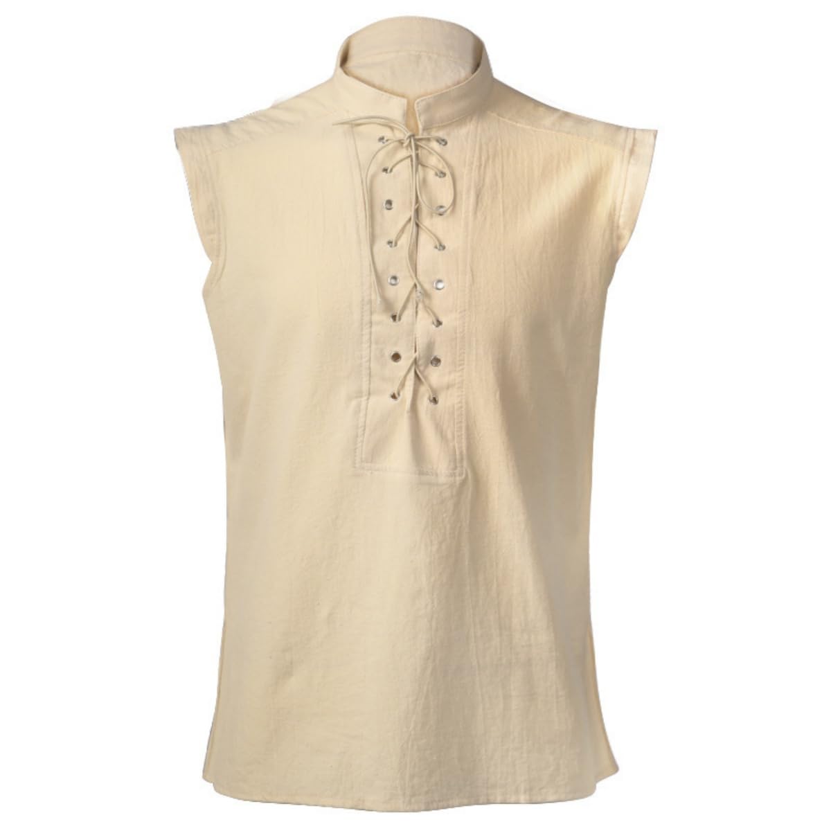 Men's Sleeveless Henley Vest, Vintage Steampunk Gothic Viking Pirate Lace-up Shirt