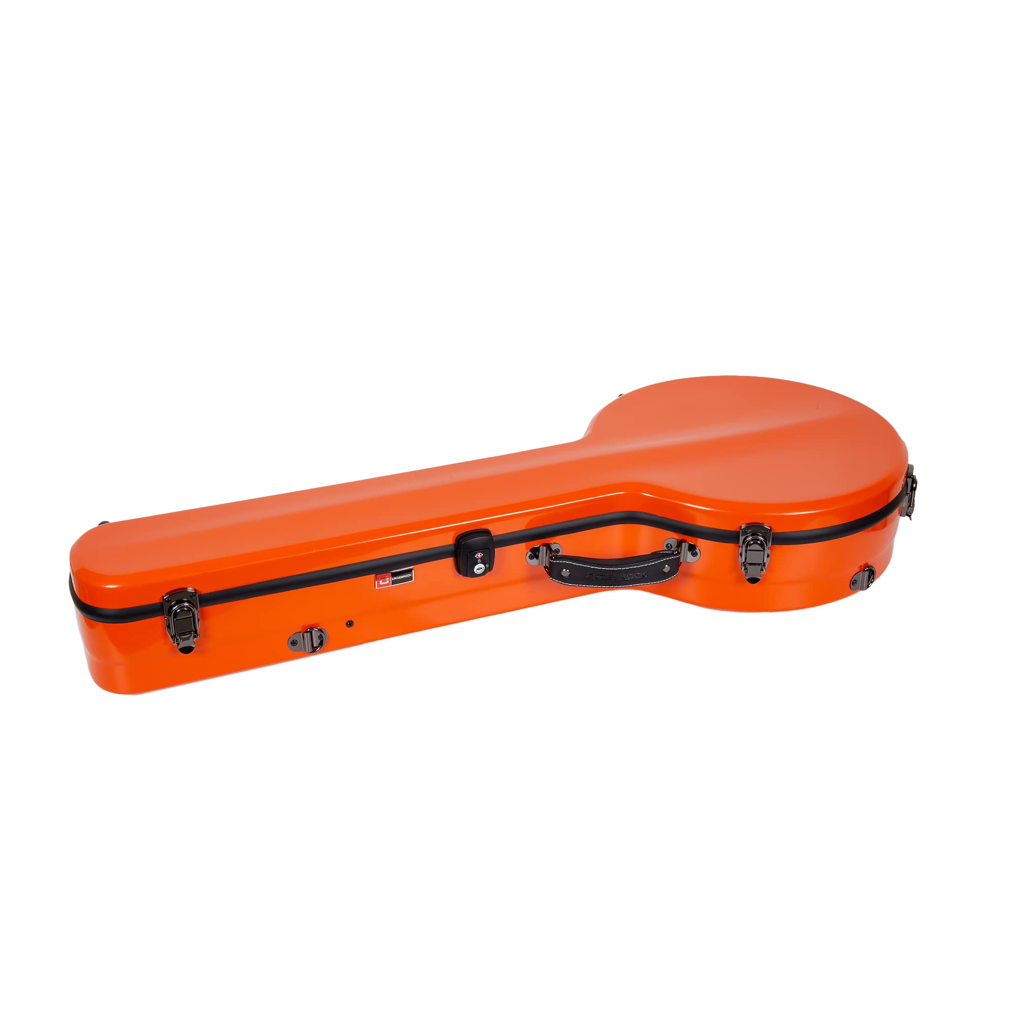 Crossrock Fiberglas Banjo-Koffer – passend für Mastertone & die meisten 5-Saiter-Modelle, mit Innenfach, Rucksackgurten, Hygrometer, TSA-Schloss – Orange (CRF2023MBJOR)
