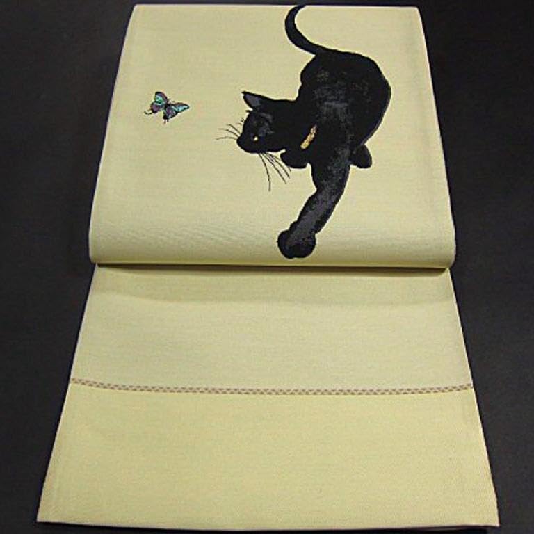 新品　西陣織袋帯　黒猫　クロネコ『綿芯御仕立付』 新品 西陣織袋帯 黒ねこ【綿芯御仕立て付き】
