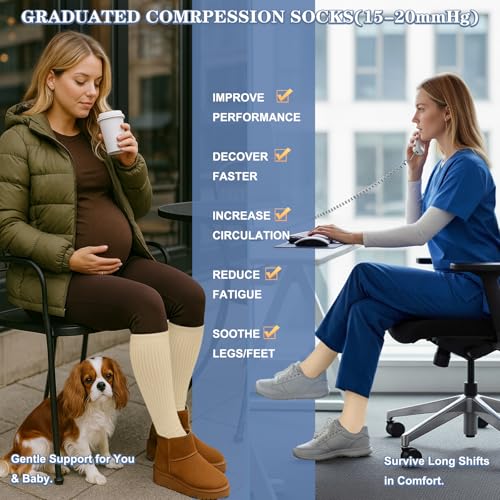Image of Compression Socks for Women and Men Circulation (3 Pairs) is Best Support for Running Athletic Cycling Hiking