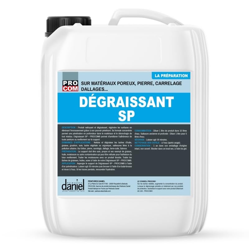 Dégraissant nettoyant, décapant graisse, sol béton, carrelage, faïence - Dégraissant SP PROCOM 1 litre