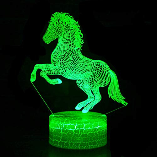 Lámpara de mesa 3D ilusión de caballo con 7 colores USB miniatura 2