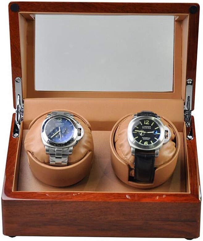 Watch Winder Wood, 2 Mechanical Watches Winding Box Leather Storages Display Box Quiet Motor Watch Winder Display Watch Box,White,White