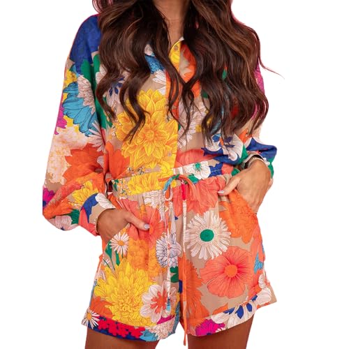Molilove Women's Vacation Outfits 2 Piece Set Shirt Top Long Sleeve Soft Lightweight Summer Short Set Tracksuit Beach Outfits