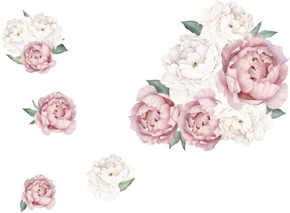 Wakauto Floral Wall Sticker, Self-Adhesive Rose Wall Decals Mural Pastoral Style Wallpaper Art Decor for Room and Bedroom TV Background