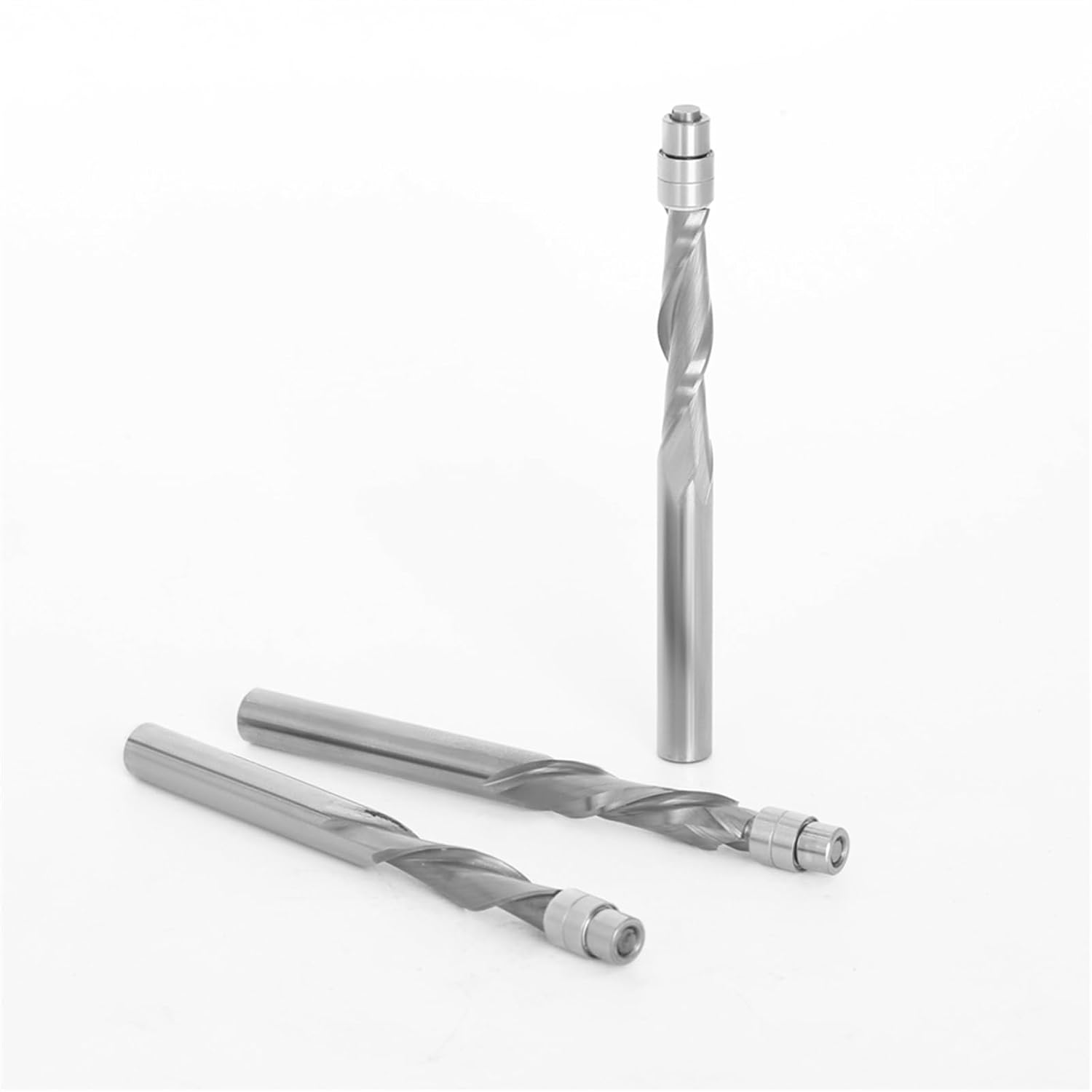Spiral Flush Trim Router Bit,3Pcs 6mm 6.35mm Shank Solid Carbide Bearing Guided Two Flute Flush Trim Router Bits Woodworking Milling Cutters(6.35mm Shank 3Pcs)