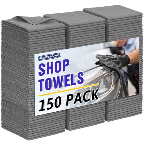 HOMERHYME Microfiber Cleaning Cloth,150 Pack Grey Cleaning Rags, Bulk 