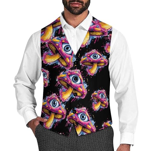 Eye Mushroom Men's Suit Vest Slim Fit Business Dress Party Pattern Waistcoat Vest Top - Main Image