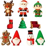 Colección 10 Figuras Navideñas Clásicas – Papá Noel, Elfo, Gnomos, Reno Rudolf, Árbol, Galleta Genjibre, Trineo Santa Claus y más - Decoración Navidad Miniaturas 6 cm - Adornos Navideños