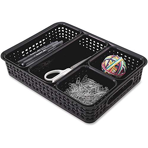 Advantus Cestos de plástico para organização de mesa, preto, pacote com 5 (37530)