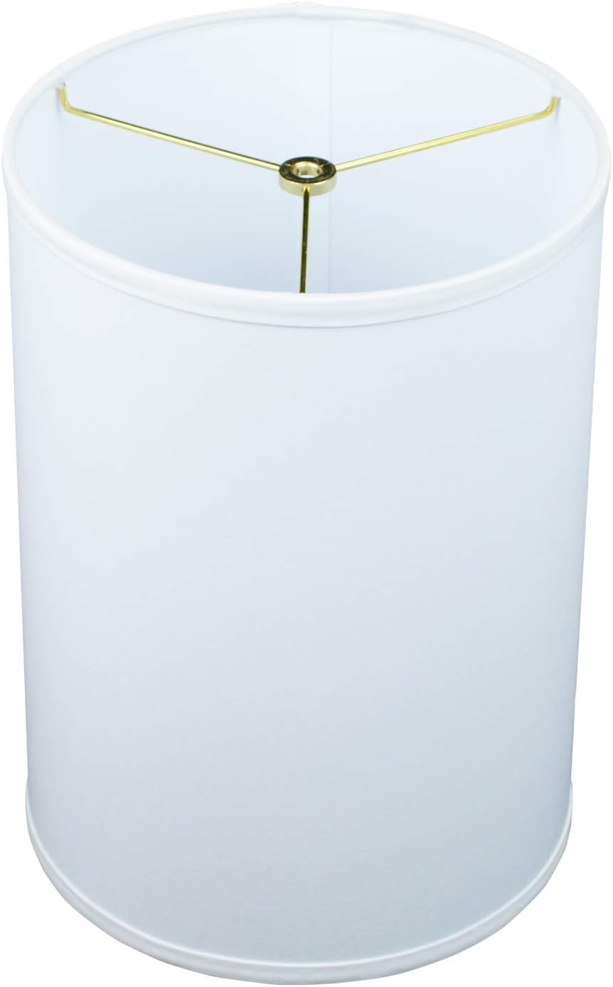 FenchelShades.com Lampshade 10" Top Diameter x 10" Bottom Diameter x 14" Height with Washer (Spider) Attachment for Lamps with a Harp (Linen White)