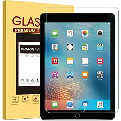 SPARIN Screen Protector Compatible with iPad 6th Generation and iPad Pro 9.7 inch, Tempered Glass for iPad 9.7 2018 and 2017, Easy Installation Cover