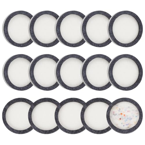 BENECREAT 15Pcs Round Felt Bead Design Boards 1.55Inch Dark Gray Felt Beading Mat DIY Beading Boards Storage Tray for Jewelry Making Beading Supplies 8mm Thickness