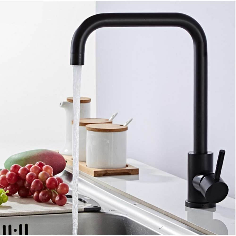 Vetrineinrete® Rubinetto da cucina a canna alta per lavello miscelatore da lavandino orientabile in ottone oro lucido P89
