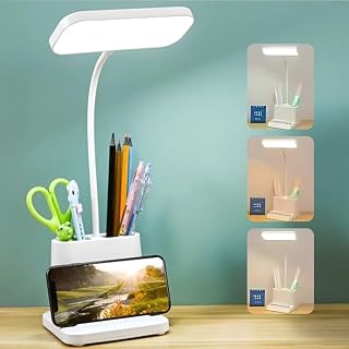 MPROW Rechargeable Study Lamp with 3 Color Modes, Brightness Control, Gooseneck Design, Phone Stand, ABS Body – Table Lamp Price In India