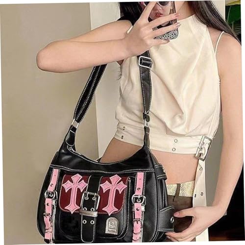 Sac à bandoulière Y2k ajustable en cuir PU résistant à l'usure - 4