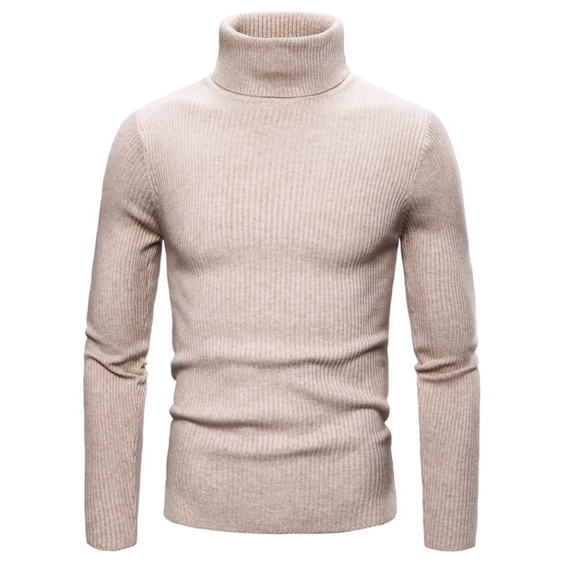 Męski sweter z golfem, solidna casualowa dzika dzianinowa koszula