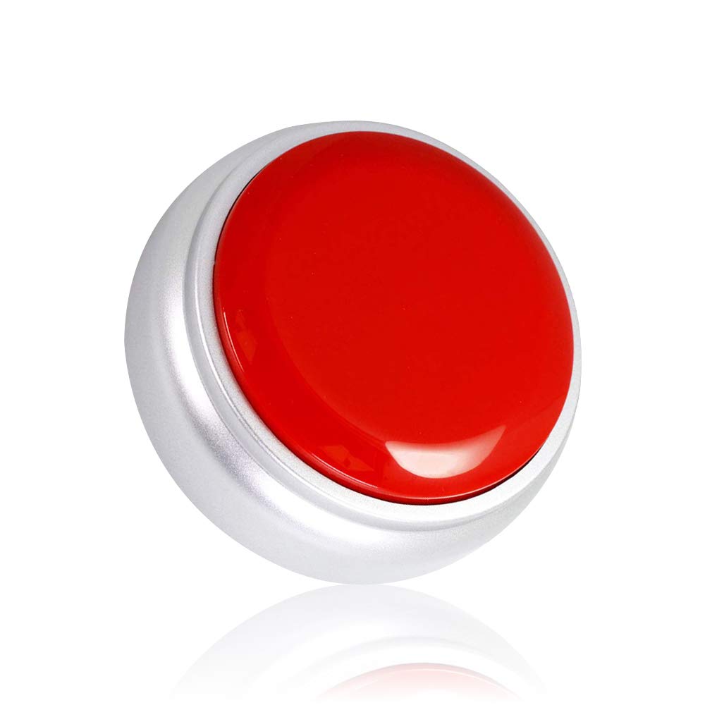 Cover Neutral Recordable Sound Buttons Answer Buzzers, Sound Box (RED+Silver)