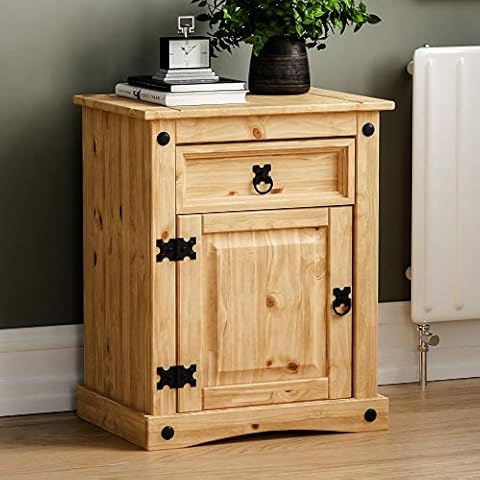 Amazon Brand - Movian Corona Bedside Cabinet, 1 Drawer 1 Door, Solid Pine Wood Cover
