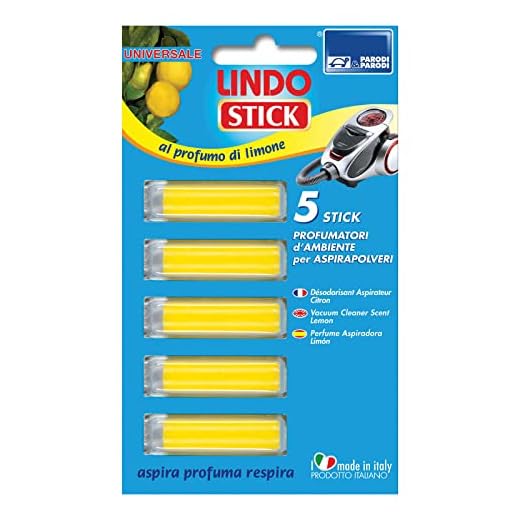 Parodi & Parodi Lindo Stick Desodorante Aspiradora Limón 5 Unidades, Tela, Amarillo, 11 x 17 x 1 cm, 5 Unidad