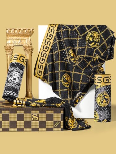 Gift Boxed Men's Underwear Boxer Briefs, Ice Silk Trunks Shorts Underpants, Wicking Breathable Luxury Black Gold3