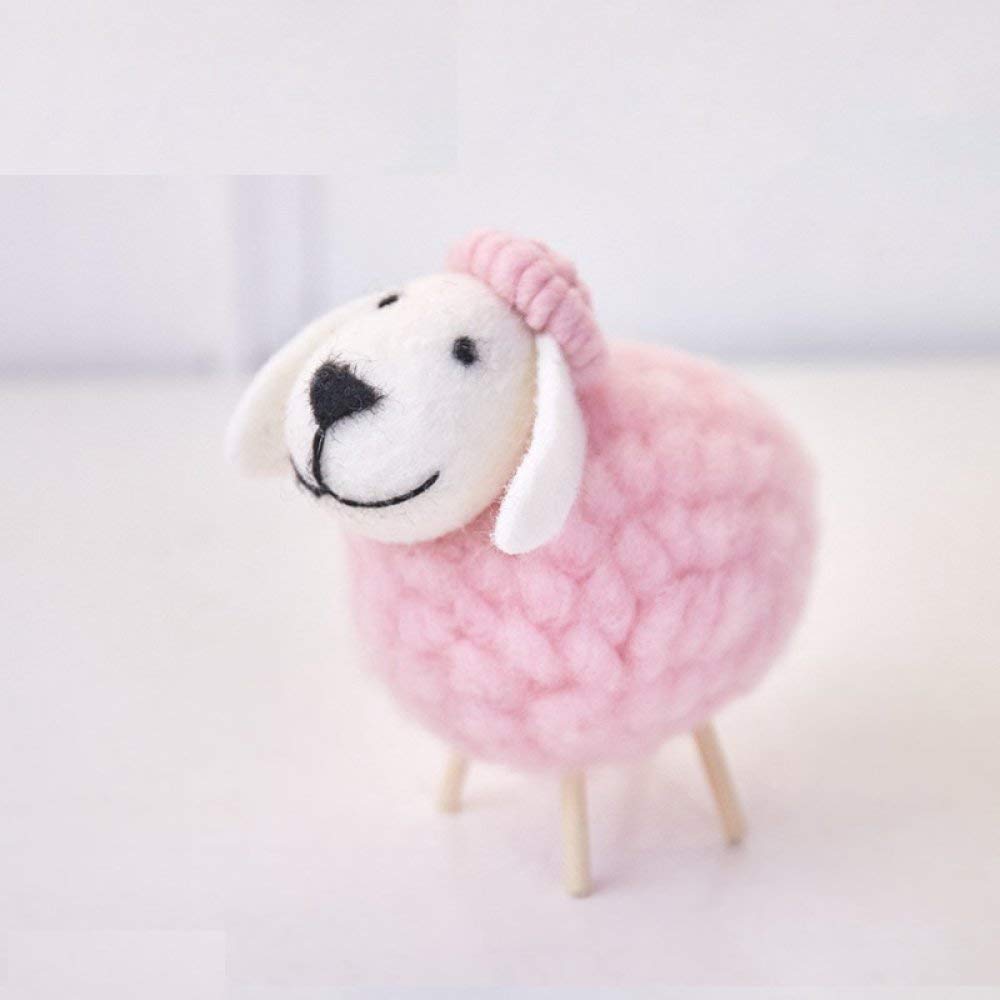 Mouton en laine rose petite statue decorative mignon artisanat et figurines de collection