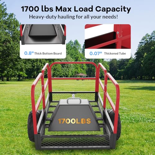 TrailBlaze Carretilla Utility Dump Trailer de acero para ATV con capacidad de 1700 lbs, remolque con lados removibles y llantas de 16" rojo y negro miniatura 2