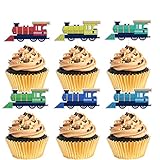 MEFENG Color Train Cupcake Toppers, Train Cupcake Picks,Railroad Party Cupcake Decoration, Baby Show