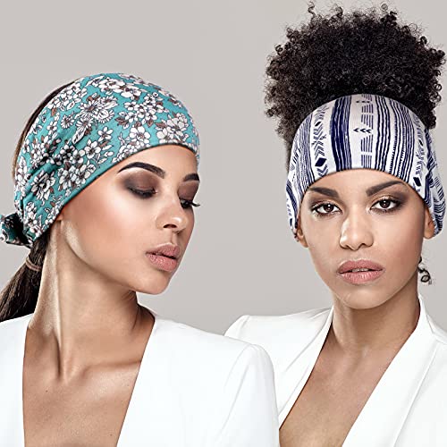 Image of WILLBOND 6 Pcs Tie Headband for Women Adjustable Bandana Sports Head Scarf | Boho Style, Knotted African Turban Hairband, Elastic Non Slip Wide Headband, for Running Hiking Cycling Yoga Workout