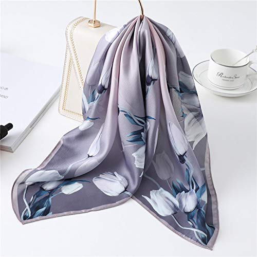 Schal Halstuch Seidenschals Frauen Foulard Square Head Hijab Schal Damen Chiffon Schal Wickel Schalldämpfer Pareo Bandanna Weiblich 53 * 53Cm