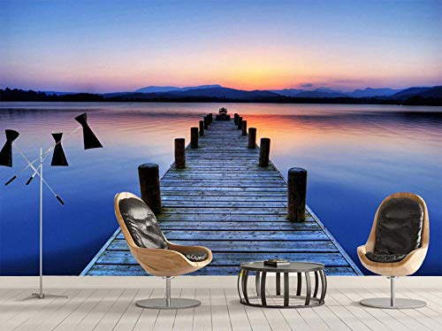 Tapete 3D Wandbild Wood Bridge Big Sea Pier Landschaft Fototapete 3D Effekt...