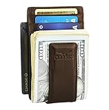 Money Clip Leather Wallet For Men Slim Front Pocket RFID Blocking with Super Strong Magnetic