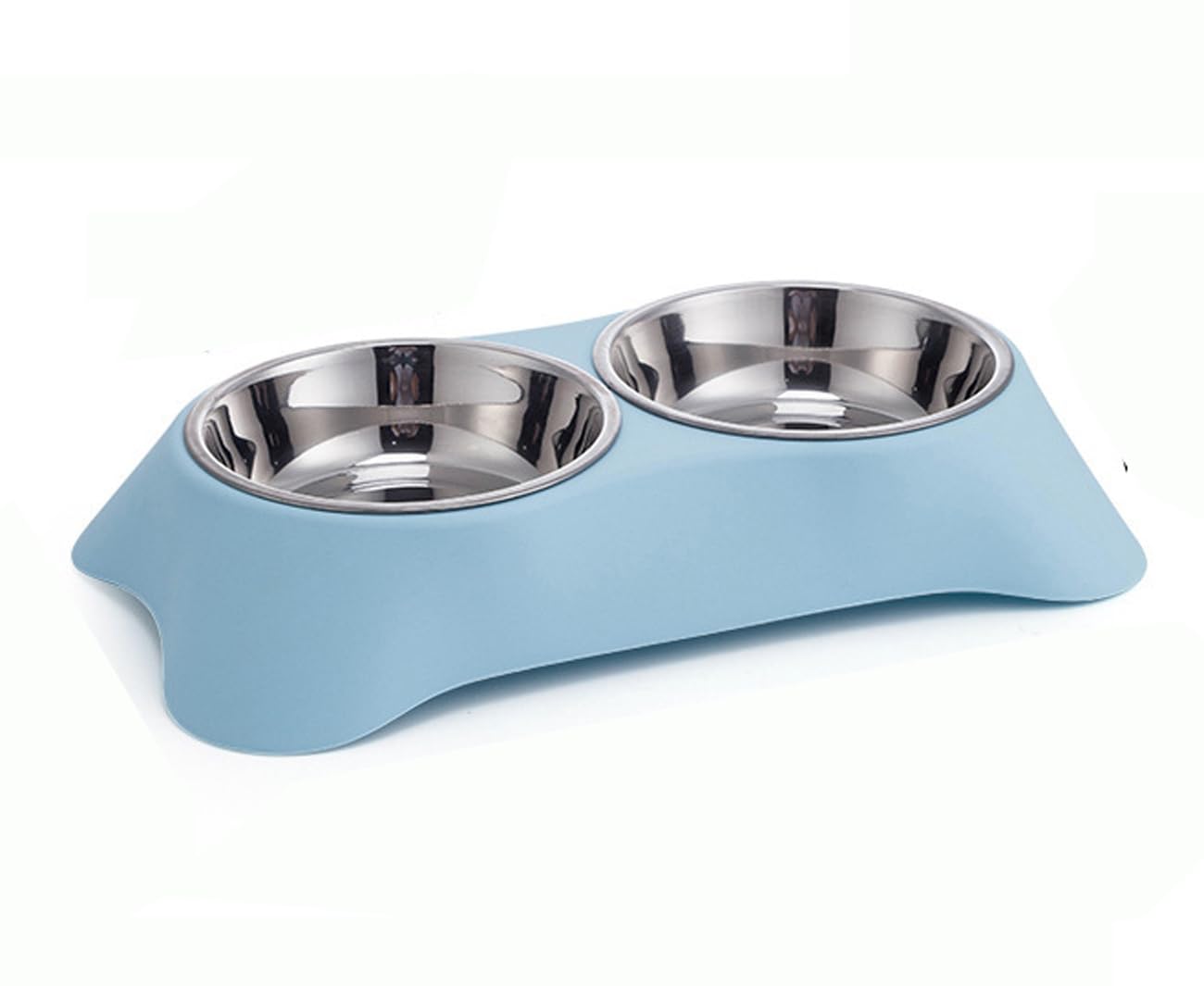 Double Dog Cat Bowls Double Dog Water and Food Bowls Stainless Steel Bowls with Non-Slip Mats for Puppy Small Dogs Cats and Pet etc (Sky Blue, Medium)