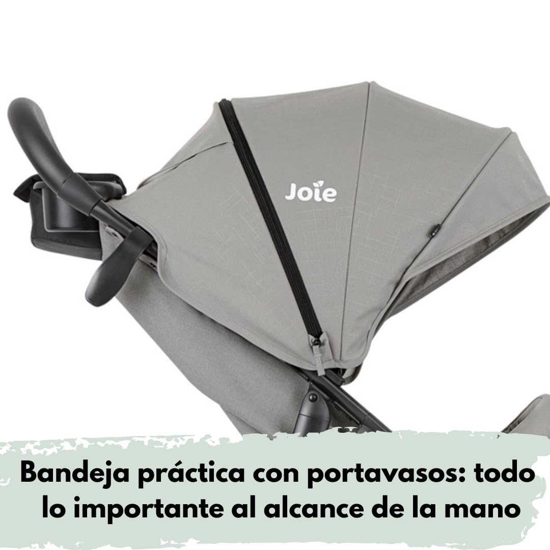 Joie Litetrax Set de Carrito Bebé con Saco Térmico | Silla de Paseo Ligera y Compacta con Suspensión Flex - Plegable con una Mano - Capota UV 50+ - Ruedas Antipinchazos - Pebble
