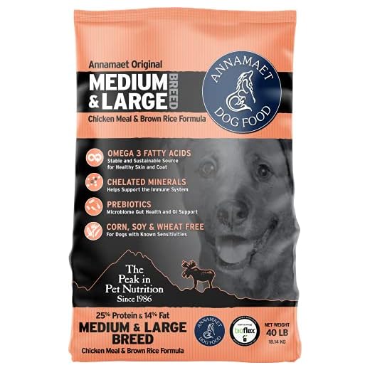 Annamaet Original Encore Formula Dry Dog Food, 25% Protein (Chicken & Brown Rice), 40-lb Bag