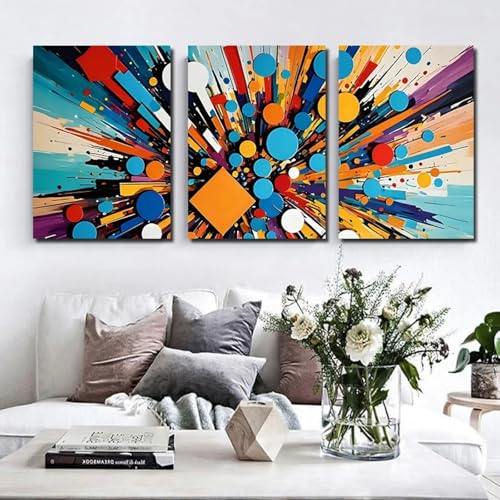 Tableau tridimensionnel carrés colorés impression sur toile salon 21x30