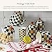 MACKENZIE-CHILDS Medium Enamel Canister, Kitchen Storage Container for Flour and Sugar, 1.42 Liters, Black-and-White Courtly Check