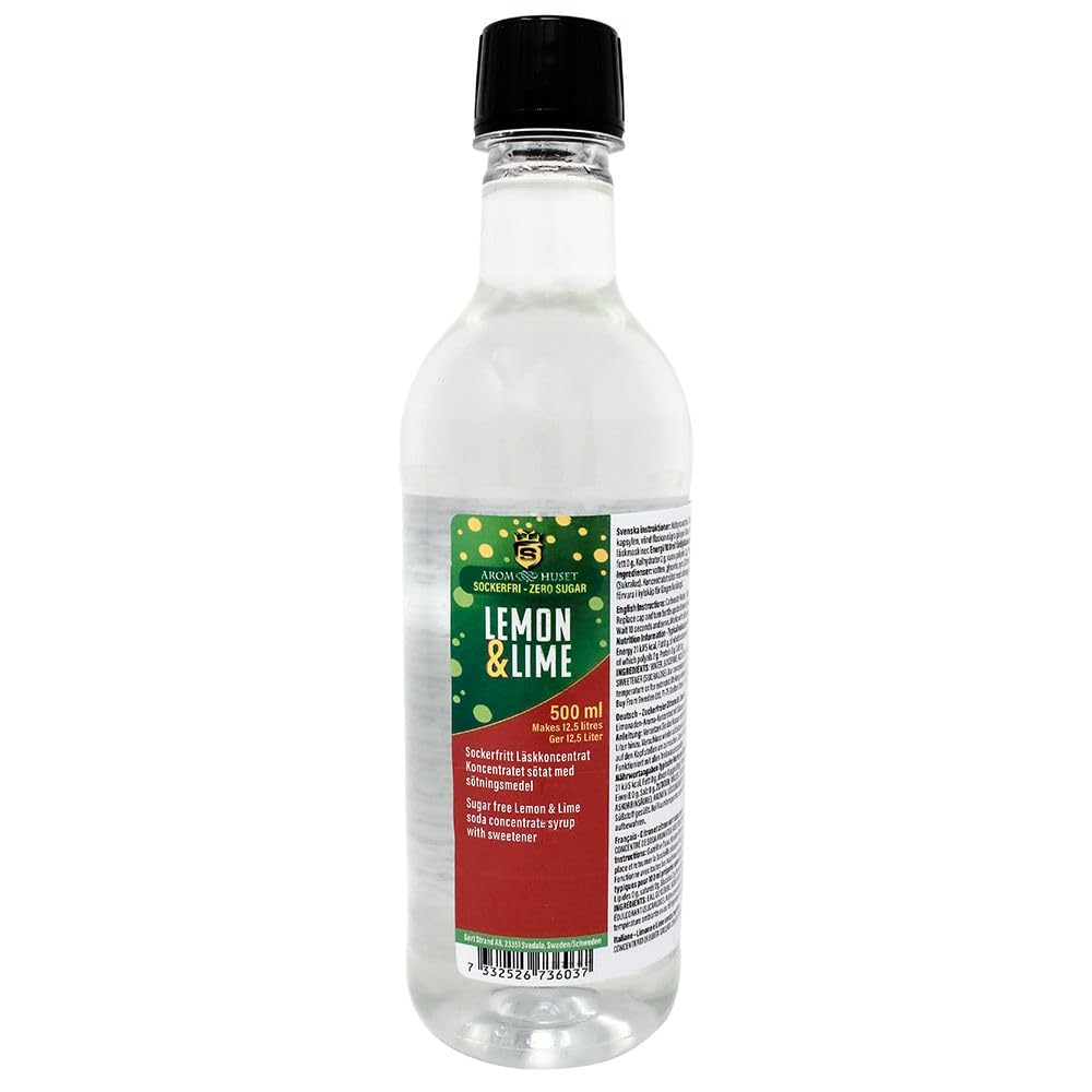 Zero Sugar Lemon Lime Soda Syrup Concentrate 500 ml - Make 12.5 litres of Sugar-Free Soft Drink by Adding Flavouring to Carbonated Sparkling Fizzy Water