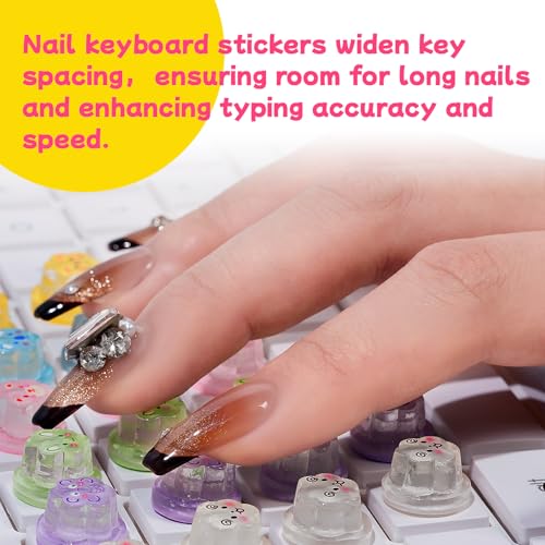 Pegatinas elevadas para teclado para uñas largas miniatura 3