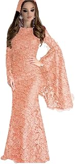 فستان نسائى من الدانتيل ببطانة وكم واسع