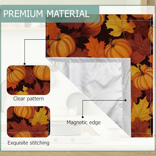 Image of Thanksgiving Pumpkins Dishwasher Covers for The Front Magnetic, Autumn Maple Leaves Refrigerator Magnets Decoration,Reusable Dishwasher Cover Panel for Home Kitchen Decor 23x26 Inch