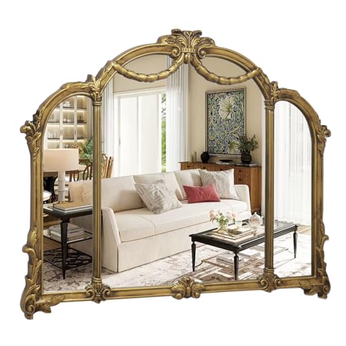G-LEAF Antique Gold Wall Mirror 48"X39", French Baroque Vintage Mirror