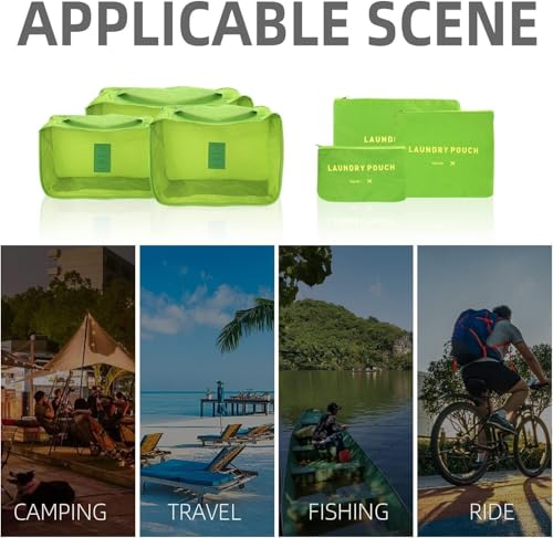 Image of Travel Organizer, Packing Cubes for Travel, Travel Essentials, Toiletry Bag, Packing Bags for Clothes, Travel Organizer for Women, Travel Pouch, Travel Organizer (GREEN)