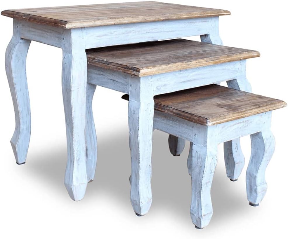 Nesting Table Set 3 Pieces,Hallway Table,Accessories for Bedroom,Small Table,Handmade,for Small Spaces, Accent Nightstand, Sofa Table, Living Room, Bedroom, Solid Reclaimed Wood
