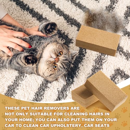 Image of Pet Hair Remover Sponge Cat and Dog Hair Sponge Rubber Pet Fur Lifter Removal Tool, Remove from Furniture, Carpet, Bedding, Clothing, 6.26 x 3.28 x 1.89 Inch(Khaki,2 Pack)